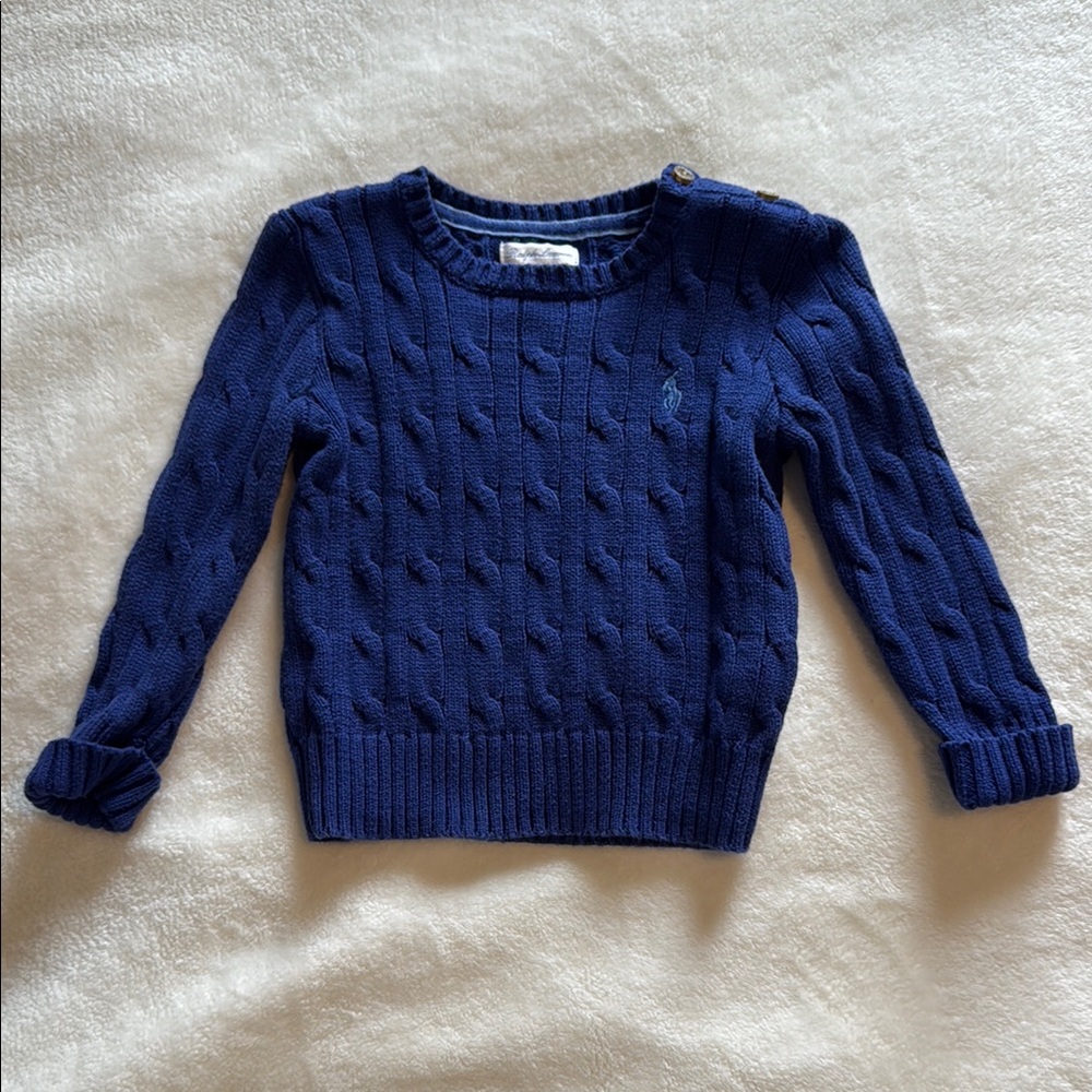 Ralph Lauren Blue Crew Neck Cable Knit Sweater